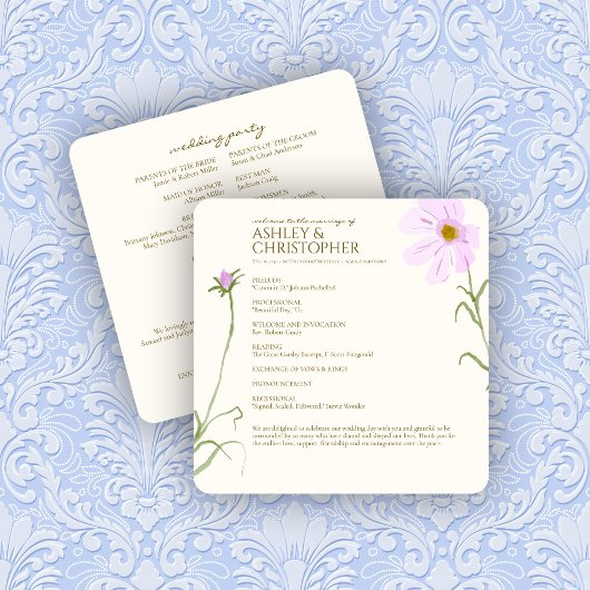 Programme Elégant Fleur sauvage d'aquarelle violet Mariage