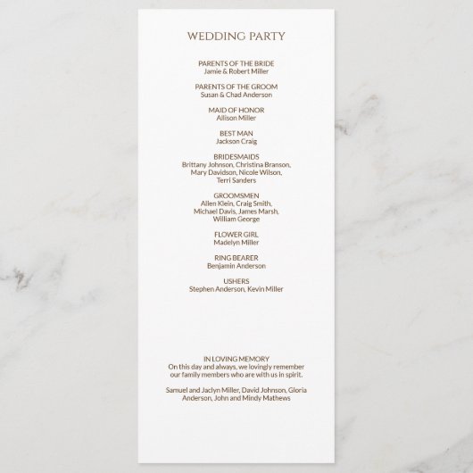 Programme Élégant Fleur sauvage moderne blanc & Mariage de b (Dos)