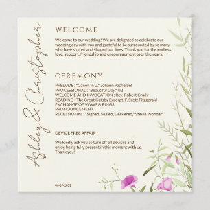Programme Élégant Fleur sauvage moderne Mariage off-White