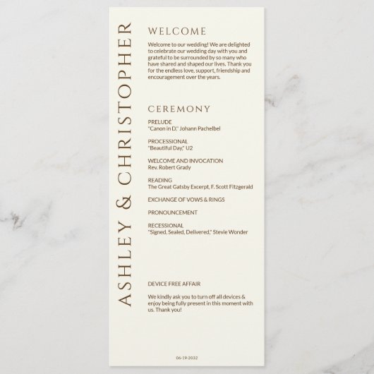 Programme Élégant Fleur sauvage moderne Mariage off-White (Devant)