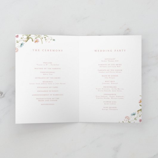 Programme Élégant Fleur sauvage Rustic Boho Mariage Monogram (Intérieur)