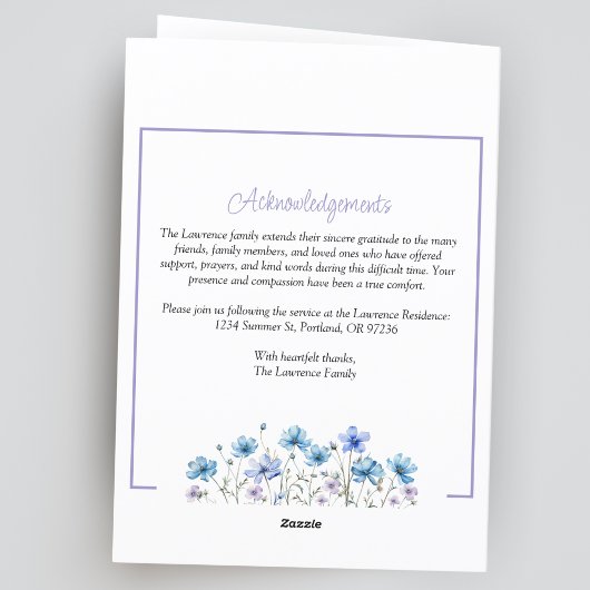 Programme Élégant Fleurs de prairie funéraire plié