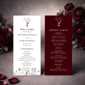 Programme Elegant Floral Burgundy Wedding 