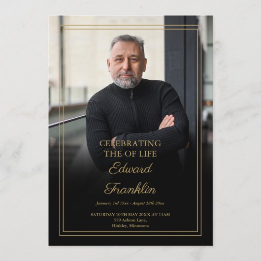 Programme Élégant Funéraire Mémorial Photo Ordre de service (Devant)