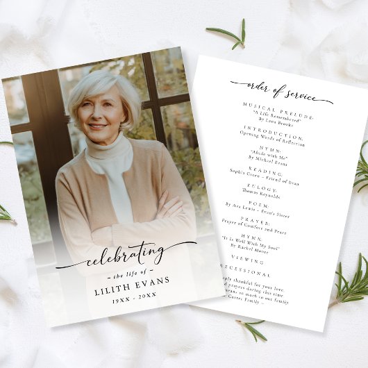 Programme Élégant Funéraire Ordre Du Service Photo