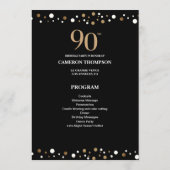 Programme Elégant Gold et Noir Confetti 90e anniversaire (Dos)