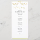 Programme Élégant Gold Floral Script Simple Wedding Programm (Dos)