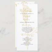 Programme Élégant Gold Floral Script Simple Wedding Programm (Devant / Derrière)