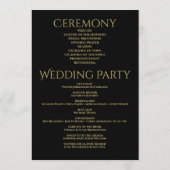 Programme Elégant Gold Stars sur Black Festive Mariage (Dos)