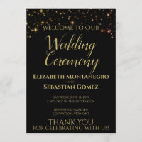 Elégant Gold Stars sur Black Festive Mariage