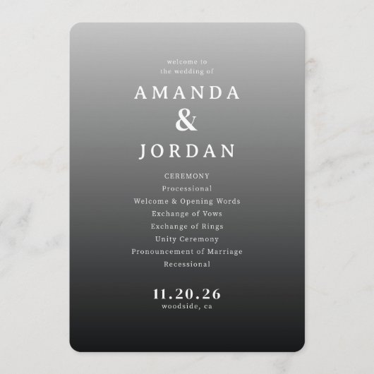 Programme Elegant Gray Minimalist Wedding Ceremony (Devant)