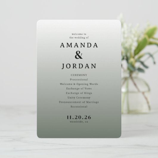 Programme Elegant Gray Minimalist Wedding Program (Debout devant)