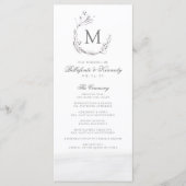 Programme Elégant gris blanc Aquarelle Mariage de couronne (Devant)