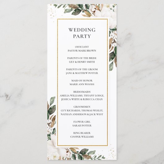 Programme Élégant Ivoire Magnolia Mariage de verdure fleurie (Dos)