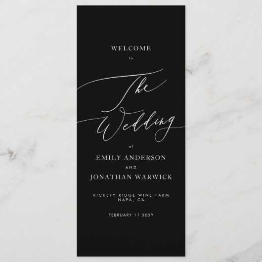 Programme Élégant Le Mariage Moderne Mariage de calligraphie (Devant)