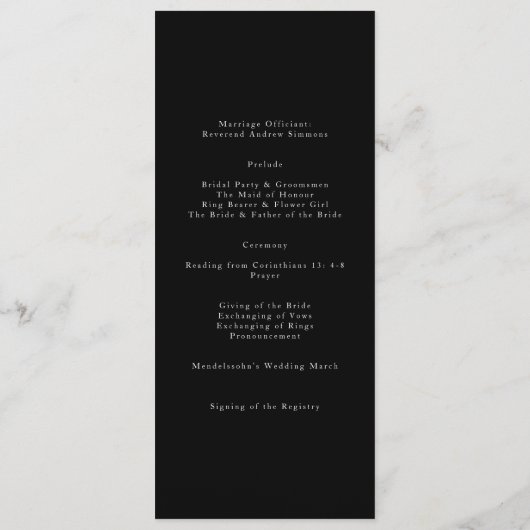 Programme Élégant Le Mariage Moderne Mariage de calligraphie (Dos)