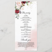Programme Elégant mariage à la mode bordeaux foncé or rose (Dos)