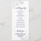 Programme Élégant Mariage Argent Boucles Bleu Marine sur Fon (Dos)
