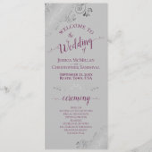 Programme Élégant Mariage Argent Boucles Cassis Violet sur G (Devant)