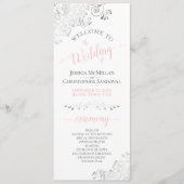 Programme Élégant Mariage Argent Boucles Rose & Gris sur Fon (Devant)