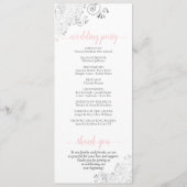 Programme Élégant Mariage Argent Boucles Rose & Gris sur Fon (Dos)