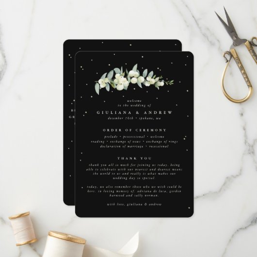 Programme Elégant Mariage Black Snowberry+Eucalyptus Stem (Devant/Arrière en situation)