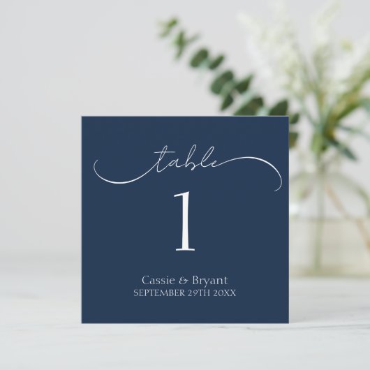 Programme Élégant Mariage bleu marine moderne Numéro de tabl (Debout devant)
