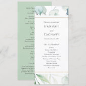 Programme Élégant mariage botanique à l'aquarelle verdoyante (Devant / Derrière)