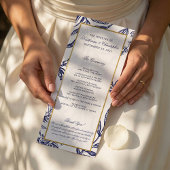 Programme Élégant Mariage botanique en or bleu marine romant