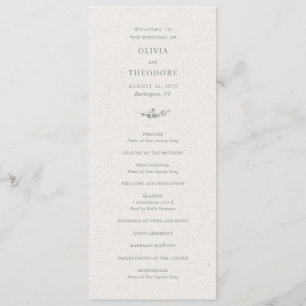 Programme Élégant mariage botanique vert sauge moderne