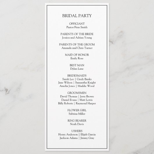 Programme Élégant Mariage classique de monogramme blanc (Dos)