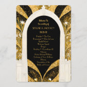Programme Elégant Mariage d'arcade Art déco noir et or (Devant)