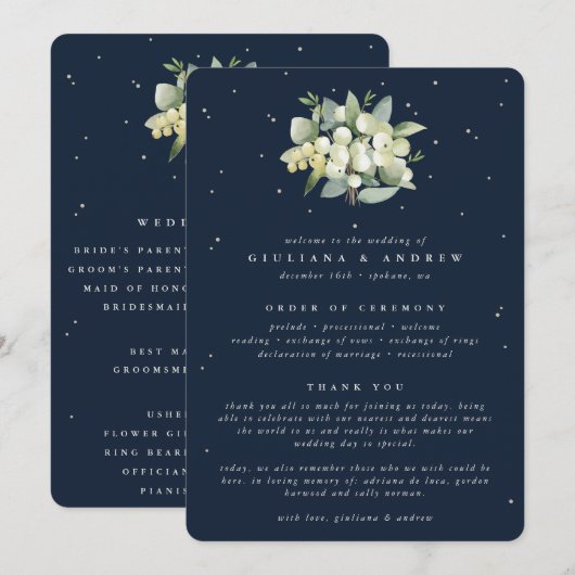 Programme Elégant Mariage de bouquet de la marine Snowberry+ (Devant / Derrière)