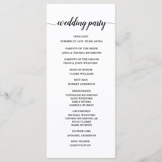 Programme Elégant Mariage de bouquet rose aquarelle (Dos)