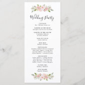 Programme Élégant Mariage de calligraphie rose Roses (Dos)