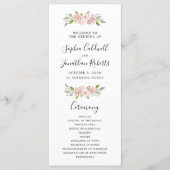 Programme Élégant Mariage de calligraphie rose Roses (Devant)