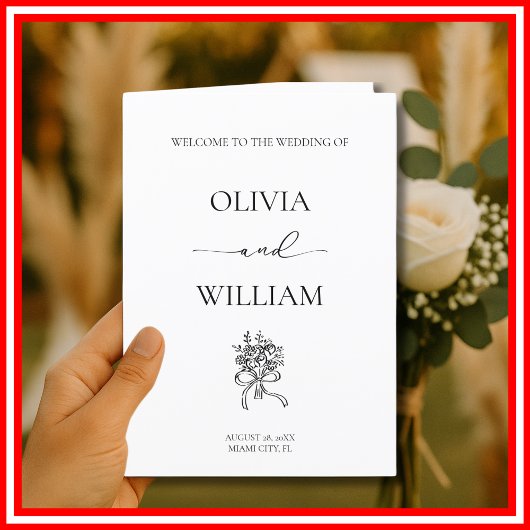 Programme Élégant Mariage de calligraphie simple noir et bla