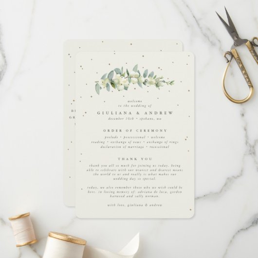 Programme Élégant mariage de Crème Snowberry + tige d'Eucaly (Devant/Arrière en situation)