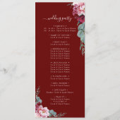 Programme Élégant Mariage de feuillage floral rose-bordeaux (Dos)