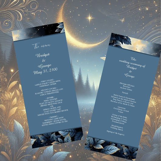 Programme Élégant Mariage de Midnight Blue et Gold Forest