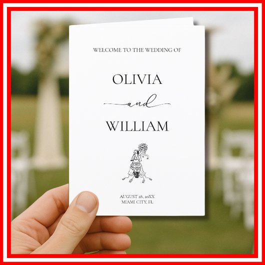 Programme Élégant Mariage de moto simple noir et blanc