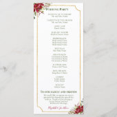 Programme Élégant Mariage de Noël Floral Rouge Poinsettia (Dos)