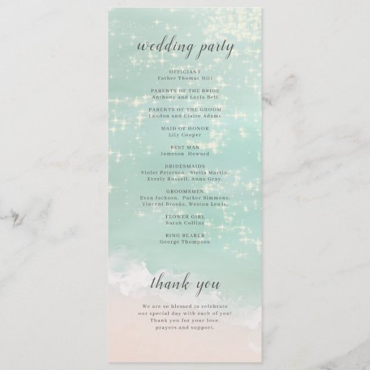 Programme Élégant mariage de plage océanique pétillant abstr (Dos)