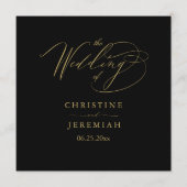 Programme Élégant Mariage de typographie de script d'or noir (Devant)