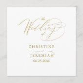 Programme Élégant Mariage de typographie de script or blanc (Devant)