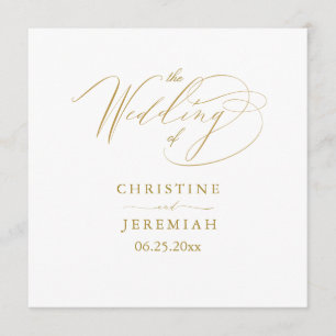 Programme Élégant Mariage de typographie de script or blanc