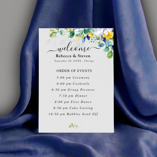 Programme Élégant mariage fleuri jaune blanc