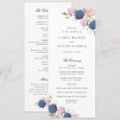 Programme Élégant mariage floral aux hydrangeas roses et ble (Devant / Derrière)
