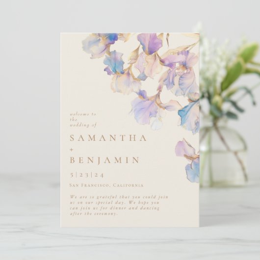 Programme Élégant Mariage floral Iris (Debout devant)