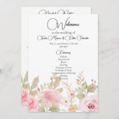 Programme Élégant Mariage floral Mariage personnalisé (Devant / Derrière)